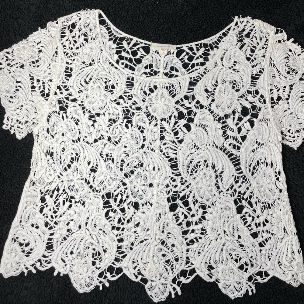 Paper Tee Crochet Top | Cream | Size Jrs Medium